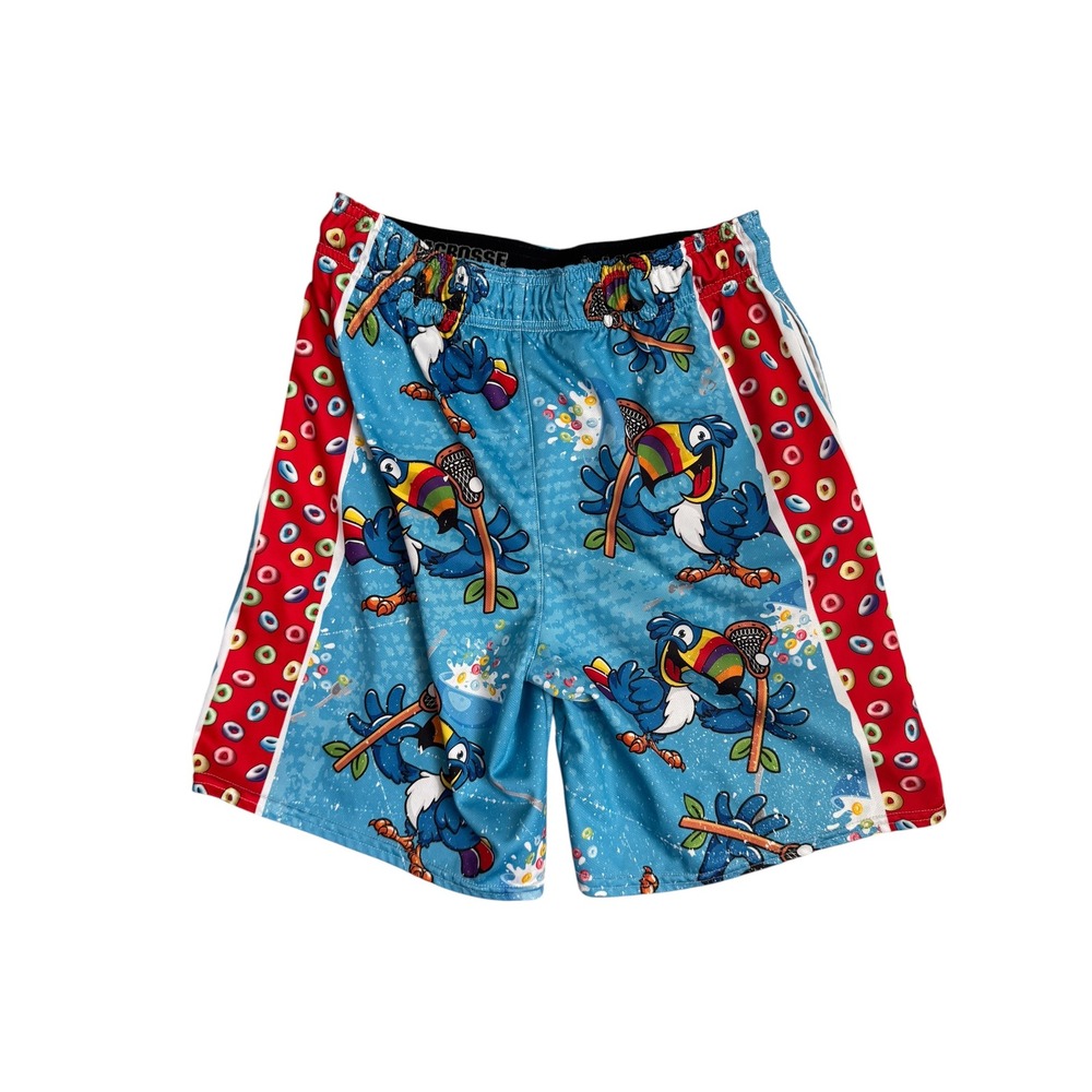 Lacrosse Unlimited Toucan Sam Froot Loops Shorts Kids Youth XL Blue Athletic 7in